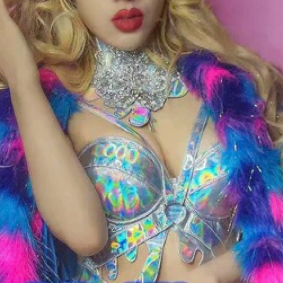 SOLD Holographic dripping rave festival crop - Picture 7 of 7